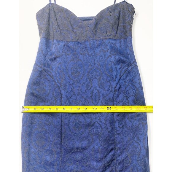 VTG Y2K Cynthia Cynthia Steffe Blue Damask Sweetheart Neck Romantic Dress Size 6 - Picture 10 of 16